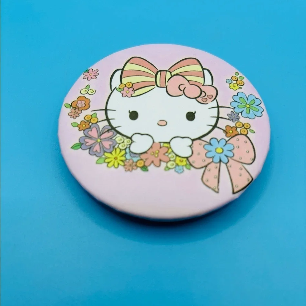 Sanrio Hello Kitty and Friends Pink Compact Mirror Teddy Bear Heart Kawaii